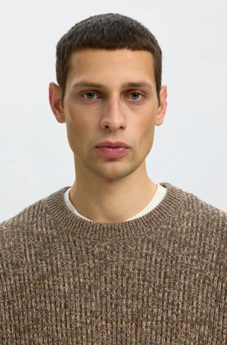 slmtilum ls knit crew neck turkisch coffee