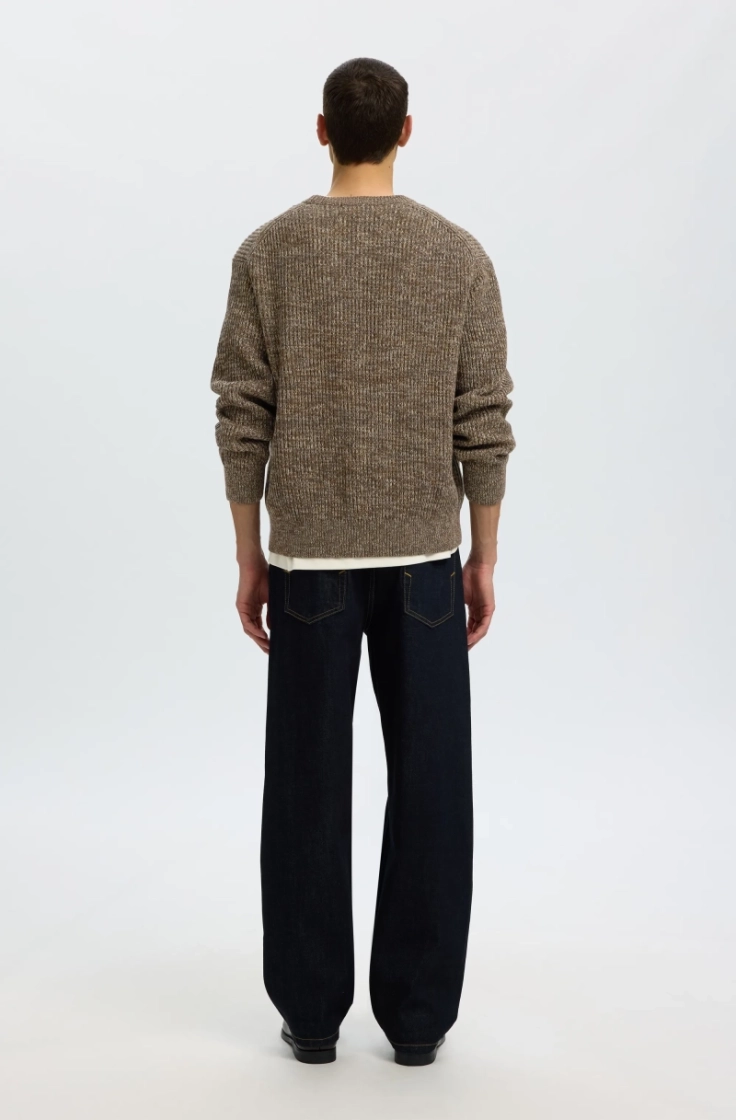 slmtilum ls knit crew neck turkisch coffee