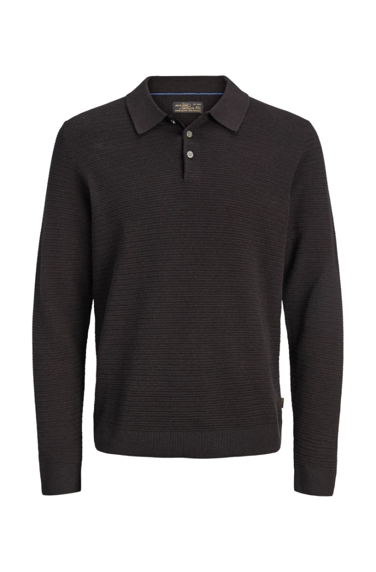 jprbluriley knit polo ls ganache