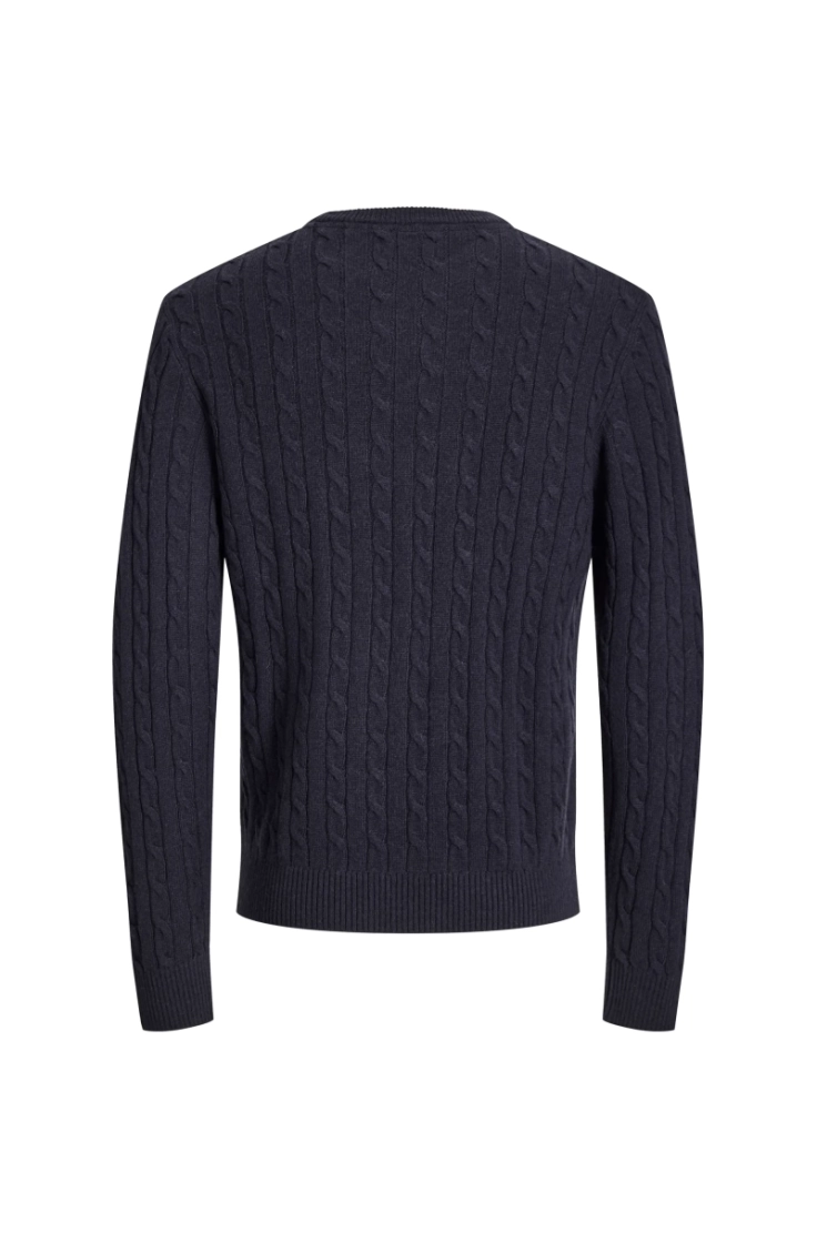 jprblulambswool knit cable cre dark navy