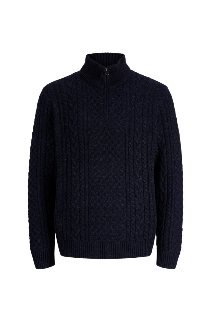jprblucallum cable knit half z insignia blue