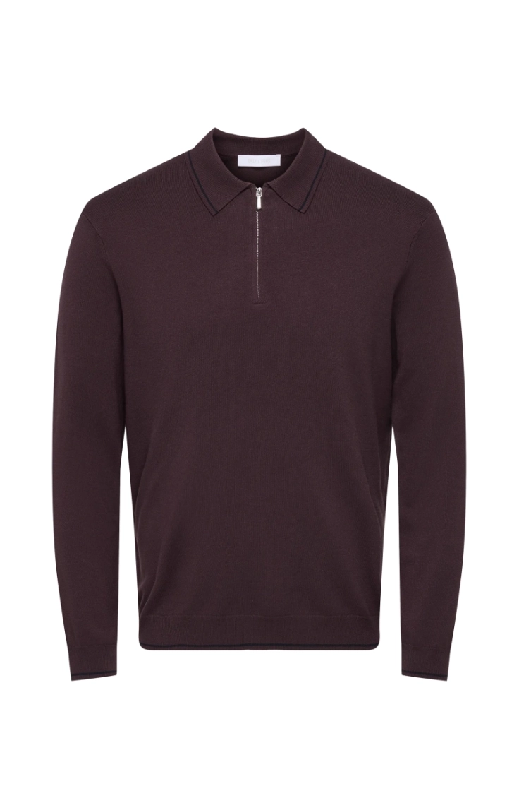onswyler reg 14ss zip polo frm fudge dark navy