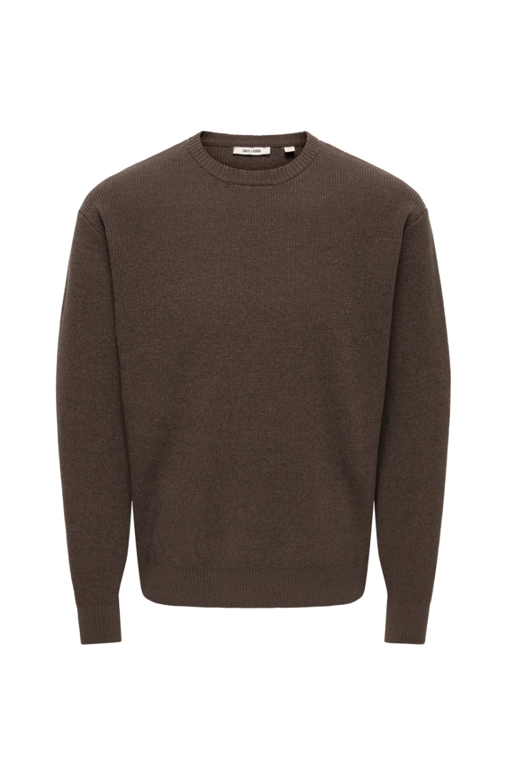 onsrodger rlx crew neck knit chocolate brown