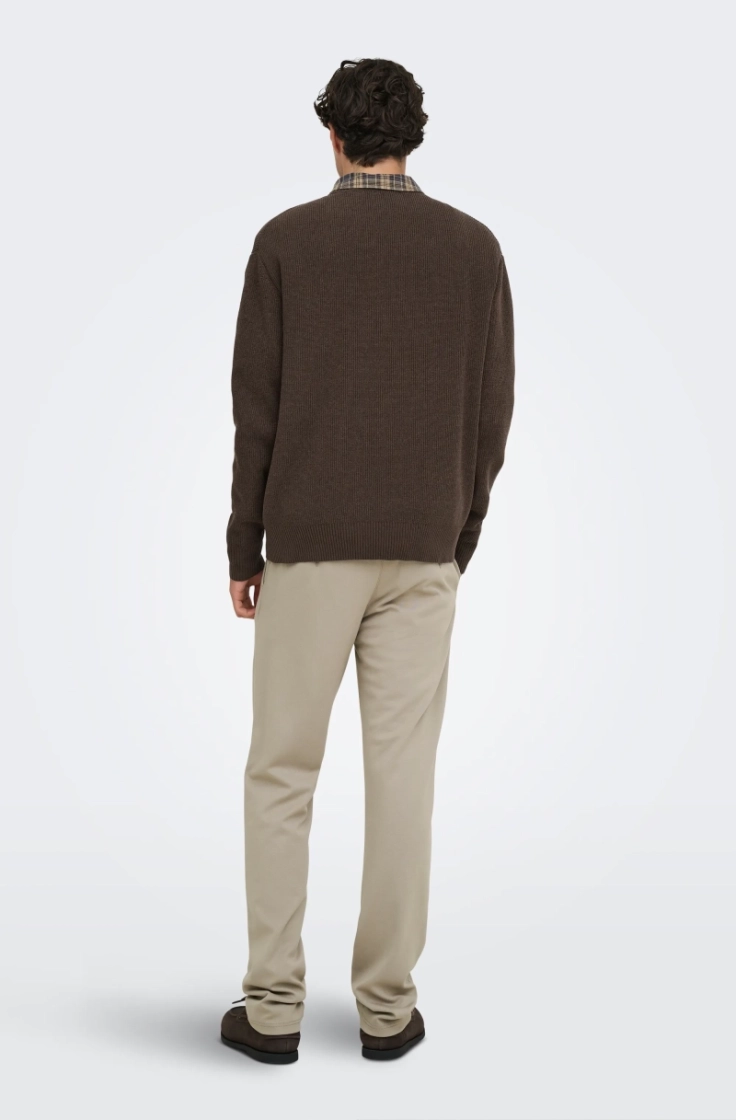 onsrodger rlx crew neck knit chocolate brown