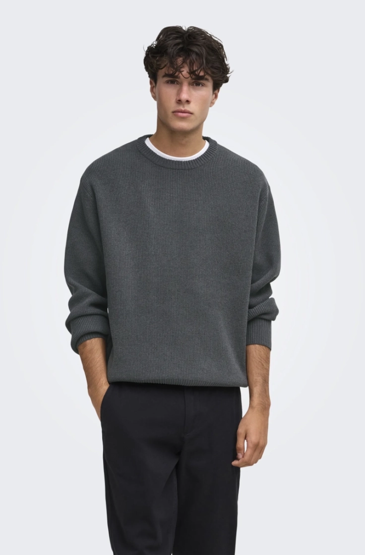onsrodger rlx crew neck knit grey pinstripe