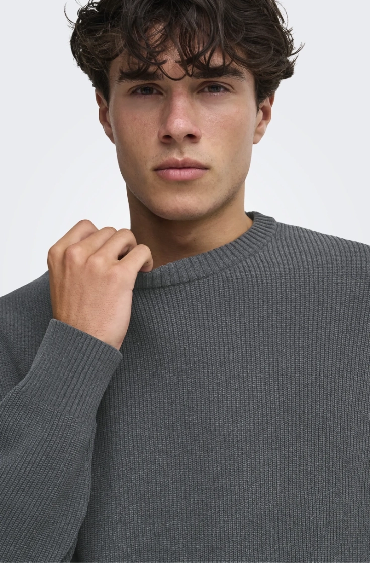 onsrodger rlx crew neck knit grey pinstripe