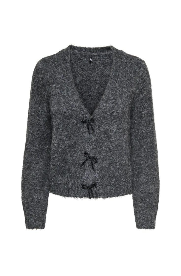 onlzaggie ls button v-neck car dark grey melan