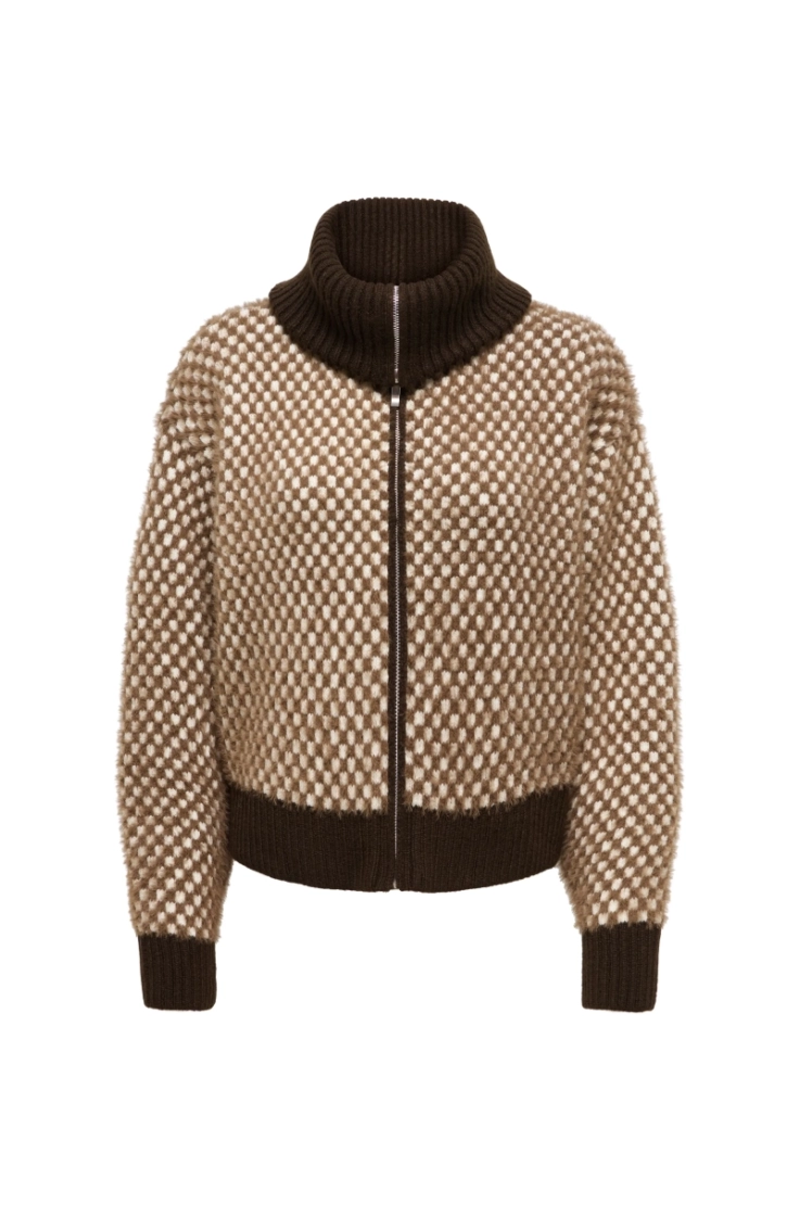 onlhaylo ls zip collar knit ja coffee bean min