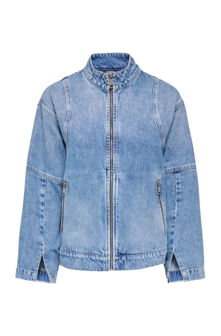 onlcathy biker dnm jacket dot  medium blue den