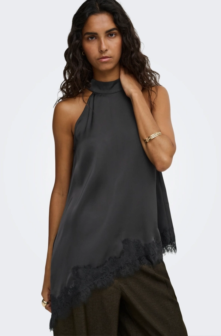 jdydenise halterneck top wvn black