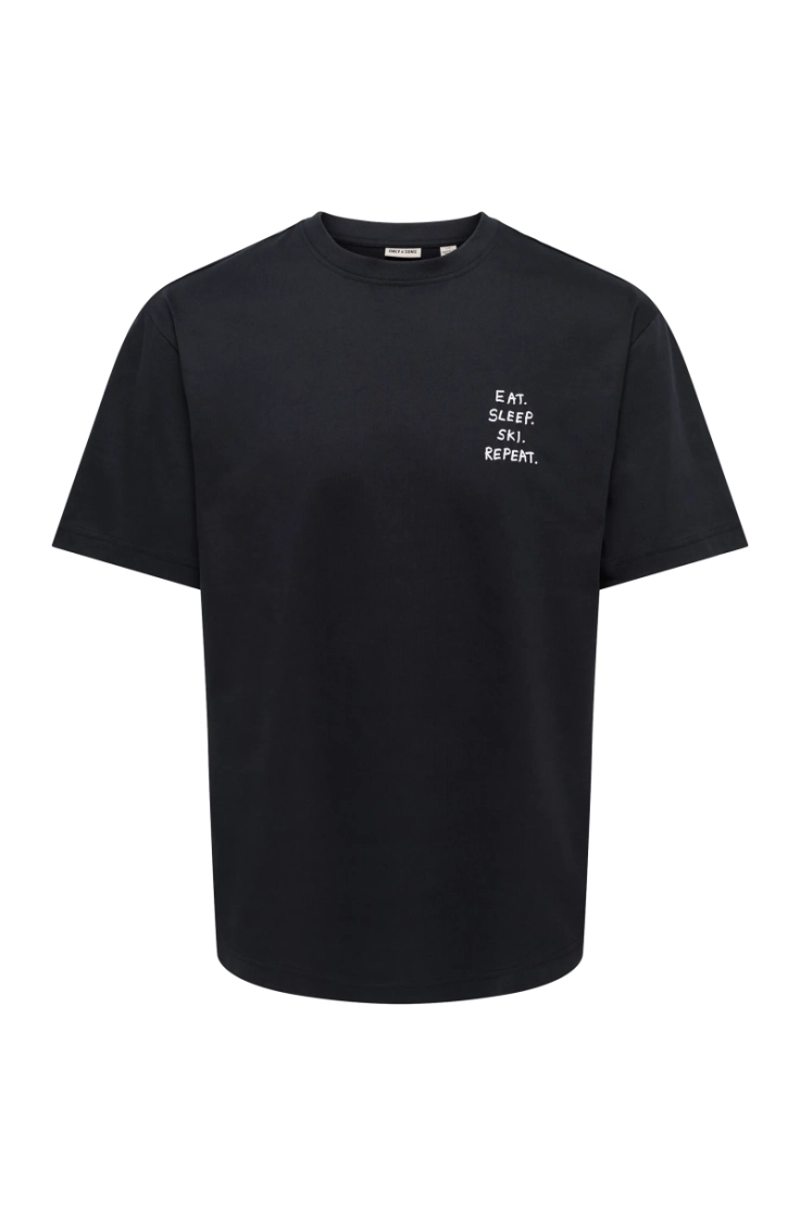onsfred life rlx ss print tee black quote