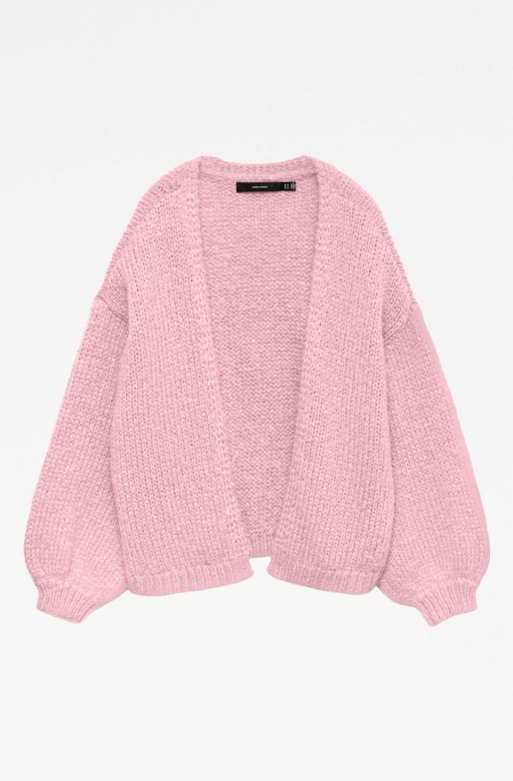 vmmaybe ls open cardigan parfait pink