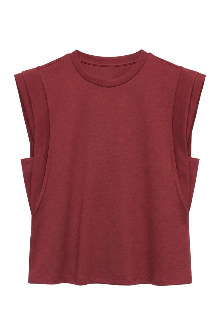 vmsmilla sl fold detail top ex russet brown