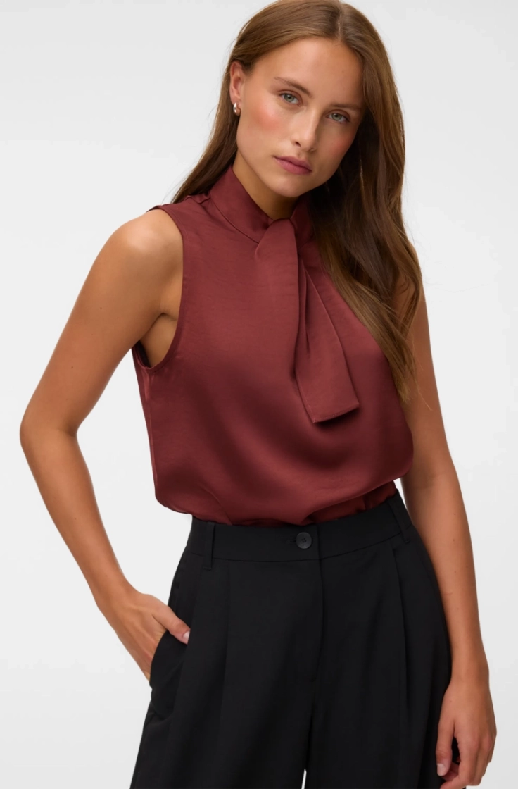 vmariana sl neck tie top exp russet brown