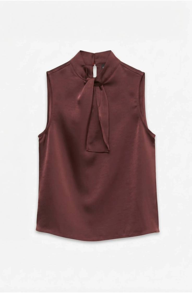 vmariana sl neck tie top exp russet brown