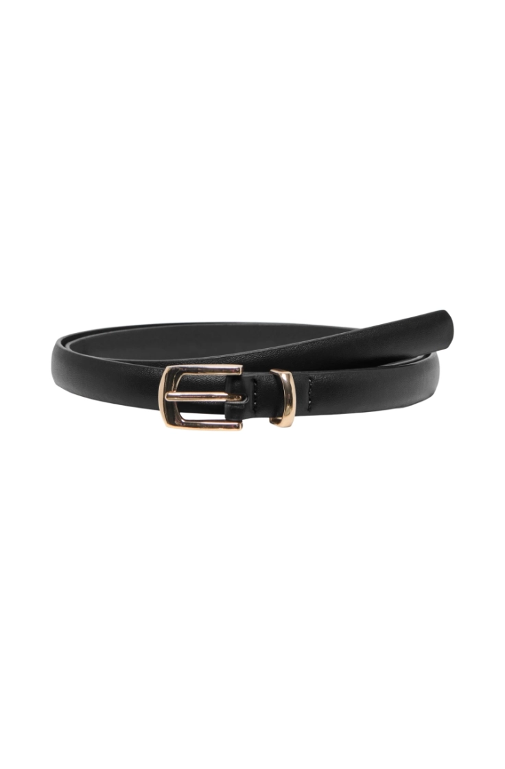 jdycello faux leath.slim belt  black light gol